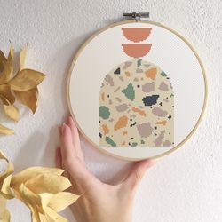 easy cross stitch pattern modern cross stitch pdf abstract x-stitch contemporary terrazzo marble art