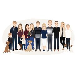 Custom family Portrait with pet, simple portrait