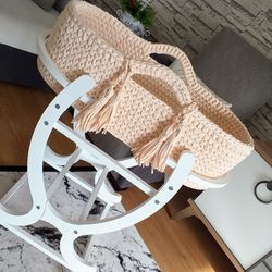 moses basket, crocheted baby basket, moses bedding baby moses basket, baby cribs, wicker baby bassinet