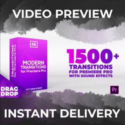 1.500 Modern Drag-n-drop Transitions for Premiere Pro. 4 Speed variations, with Sound Effects! Preview Gallery.