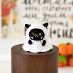 Cute cat ghost miniature monster toy, Halloween kids gift, Halloween sign, Halloween party table creepy cute decor