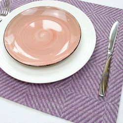 Purple heavy linen placemats set / geometric printed table mats / Modern abstract placemats / Custom cloth mats