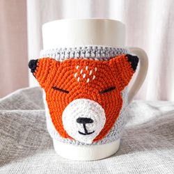 Crochet mug cozy pattern, crochet cozy pattern, fox cover, hot cloth.