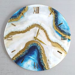 geode art resin wall clock 22 inch