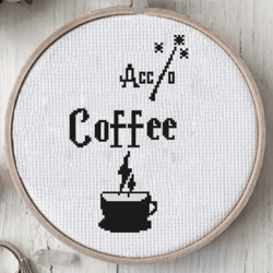 Accio Coffee Cross Stitch Pattern, Kitchen Cross Stitch, modern cross stitch, magic embroidery, needlecraft pattern