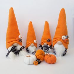 Fall Gnomes with 6 Pumpkins Halloween Gnome Stuffed Gnome Dolls Autumn Gnome Family Orange Plush Gnome Love Gnomes Gift