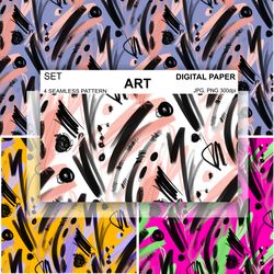 Scribble Digital Paper Abstract Seamless Pattern Fashion Surface Design Fabric Background Scrapbook Wallpaper Print