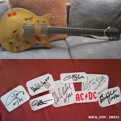 AC/DC stickers autographs vinyl Angus & Malcolm Young Chris Slade, Brian Johnson, Bon Scott, Cliff Williams,Phil Rudd