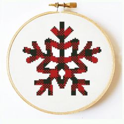 5inch Buffalo Snowflake cross stitch pattern, Christmas cross stitch pattern modern pdf