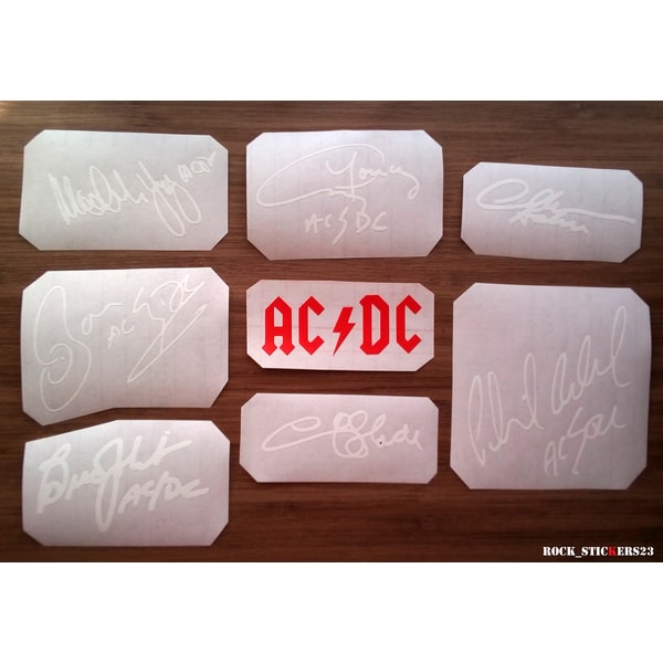 AC/DC stickers autographs vinyl Angus & Malcolm Young Chris - Inspire ...