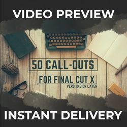 50 Call-Outs Pack for Final Cut Pro X. All values and colors are editable! Adjust length, hight, color, scale, rotation