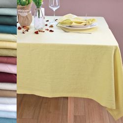 Yellow linen tablecloth / Rectangle tablecloth / Small tablecloth / Square tablecloth / Fabric holiday tablecloth gift