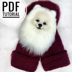 PDF tutorial on creating applications for mittens. Pattern of a pomeranian dog. Wool felting lesson for beginners