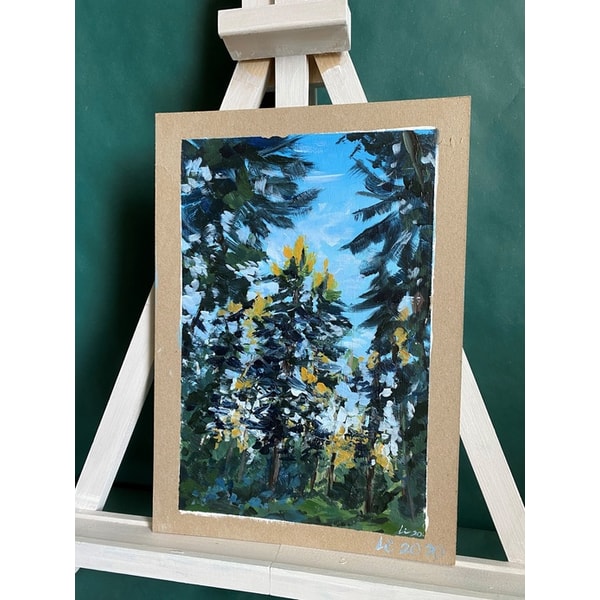 Trees Painting Original Artwork Landscape Wall Art - Inspire Uplift