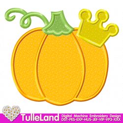 Halloween Pumpkin with Crown Machine embroidery applique design