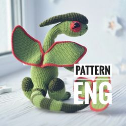 Flygon Pokemon, PDF English crochet pattern