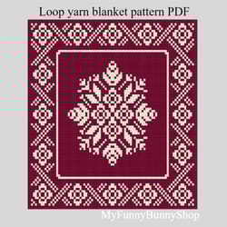 loop yarn finger knitted flower bouquet blanket pattern pdf download