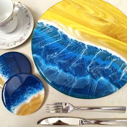 resin cutting serving tray, wooden kitchen gift