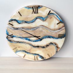 20 inch Resin Blue Marble Wall Clock