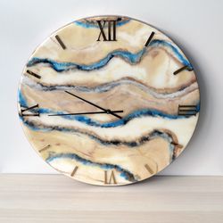 20 inch resin blue marble wall clock