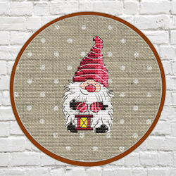 Christmas Gnome Cross Stitch Pattern modern Embroidery Holiday Needlework Instant Download Christmas