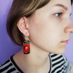 Beaded Earrings , Handmade Earrings Woman , Bohemian Earrings
