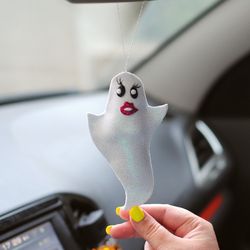 Halloween ghost car mirror decor. Hanging funny car ornaments. Halloween car decoration. Cute car accessories