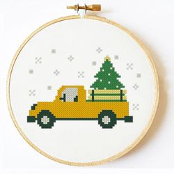 Christmas car cross stitch pattern, Cross stitch pattern pdf, xstitch embroidery, Needlecraft pattern
