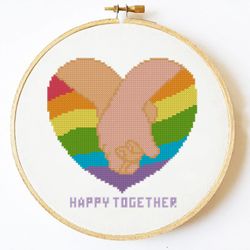 Lgbt cross stitch pattern modern. rainbow pride cross stitch