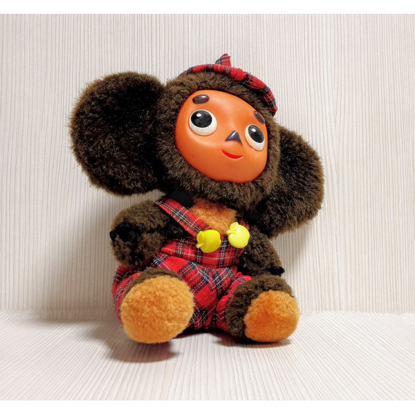 Vintage Soviet Musical Plush Toy Cheburashka. Antique Toy - Inspire Uplift