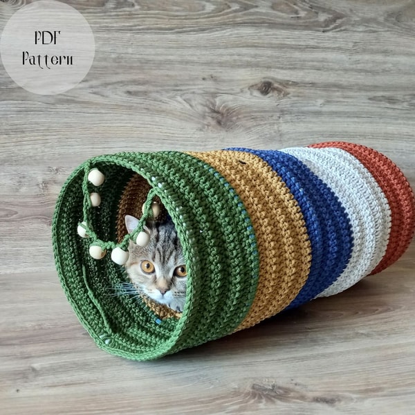 Crochet Cat House Pattern Cat Box Cat Cave Dog Tunnel C Inspire crochet-cat-house-pattern-cat-box-cat-cave-dog-tunnel-c-inspire