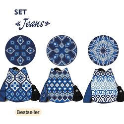 Wayuu mochila bag patterns / 3 PDF Inspiration Set Jeans