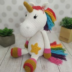 Rainbow unicorn plush toy, stuffed unicorn animal, baby girl gift, toys for 5 year old girls, unicorn party