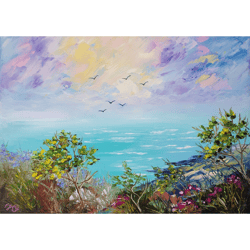 hawaii painting seascape original art beach wall art landscape artwork coastal art impasto oil painting