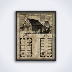 Bamberg Death Factory Medieval Witch Prison plan printable art, print, poster (Digital Download)