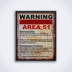 Area 51 sign, UFO, flying saucer, military, ufology, conspiracy printable art, print, poster (Digital Download)