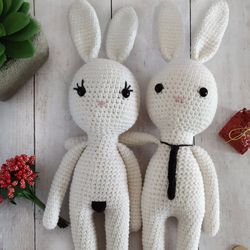 Personalized St.Valentine's gift for boyfriend or girlfriend, funny stuffed bunnies as unique Valentine's gift idea