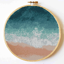 Scenery cross stitch pattern, landscape cross stitch pattern, sea ocean cross stitch pattern