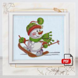 Cross Stitch Snowman, Christmas decorations cross stitch, Winter cross stitch, Digital PDF, Funny christmas cross stitch
