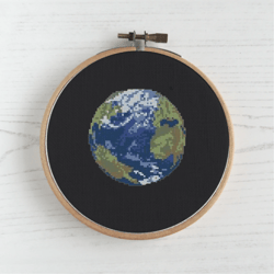 Easy tiny cross stitch pattern Planet earth