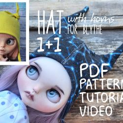Blythe hat pattern Easy pattern blythe clothes Blythe clothes pattern PDF blythe Hat with horns for blythe doll