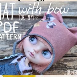 Blythe hat pattern Easy pattern blythe clothes Blythe clothes pattern PDF qbaby Hat with bow for doll Qbaby tutorial