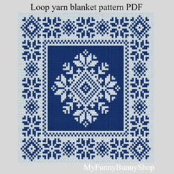 loop yarn finger knitted snowflake blanket-2 pattern pdf download