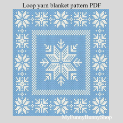 loop yarn finger knitted snowflake blanket-3 pattern pdf download