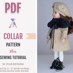 PDF doll clothes COLLAR, Paola Reina clothes pattern, Dianna Effner Little Darling clothes, Easy sewing pattern for doll