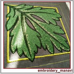Embroidery design sheet in a frame and quilt block applique