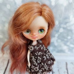 Doll. Petite Blythe/ OOAK Petite doll/ miniature doll with red hair, Funny doll. Little Blythe.