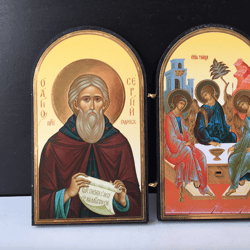 Holy Trinity and Sergius of Radonezh Diptych 13 x 11 cm