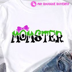 Momster sign Monster girls shirt design Halloween decor Pink bow clipart