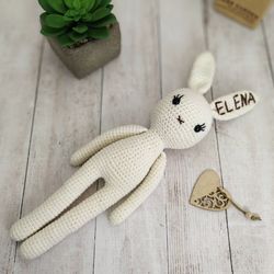 personalized stuffed easter bunny, cute bunny toy, easter gift for girl, bunny baby shower, girl nursery decor